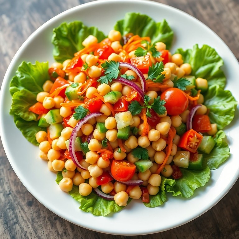 Salada Colorida com Grão-de-Bico e Vegetais Crus