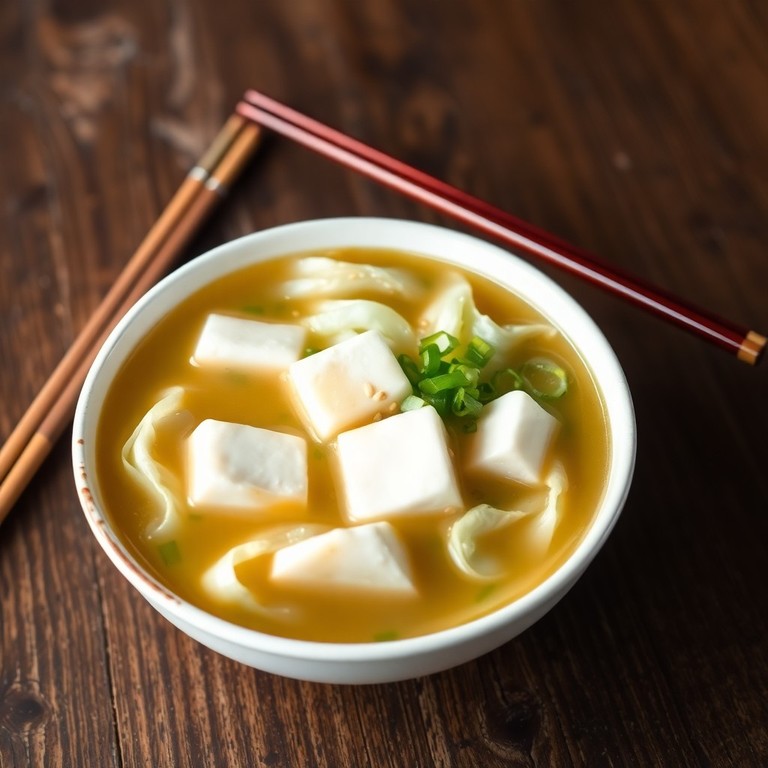 Soupe de choux chinois et miso avec tofu