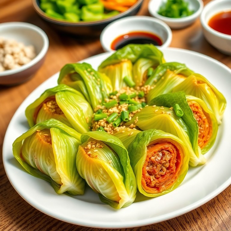 Chou chinois farci à la viande et aux épices à la mode coréenne
