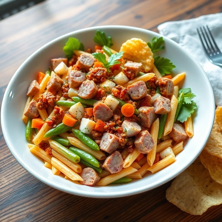 Salade de pâtes italienne avec thon et sauce bolognaise