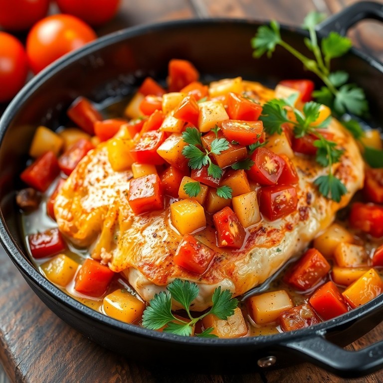 Baked Chicken with Tomato and Bell Pepper Medley