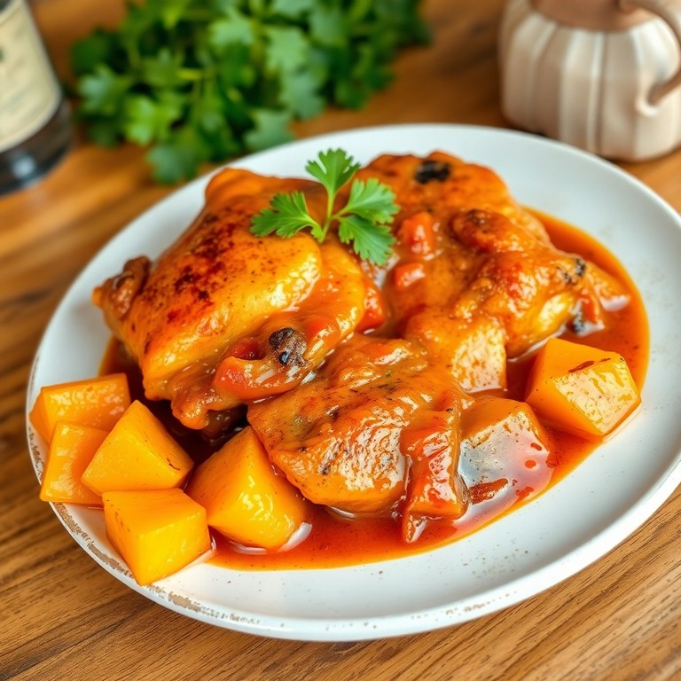 Poulet à la créole et bananes plantains flambées