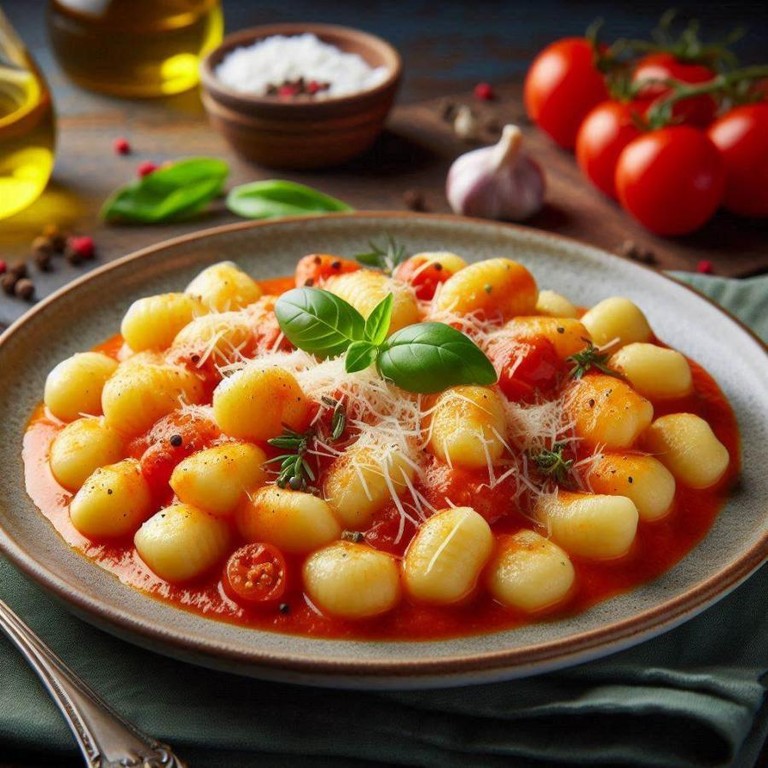 Ñoquis (gnocchi) con Salsa Pomodoro Rústica y Salsa Cuatro Quesos – 042G2