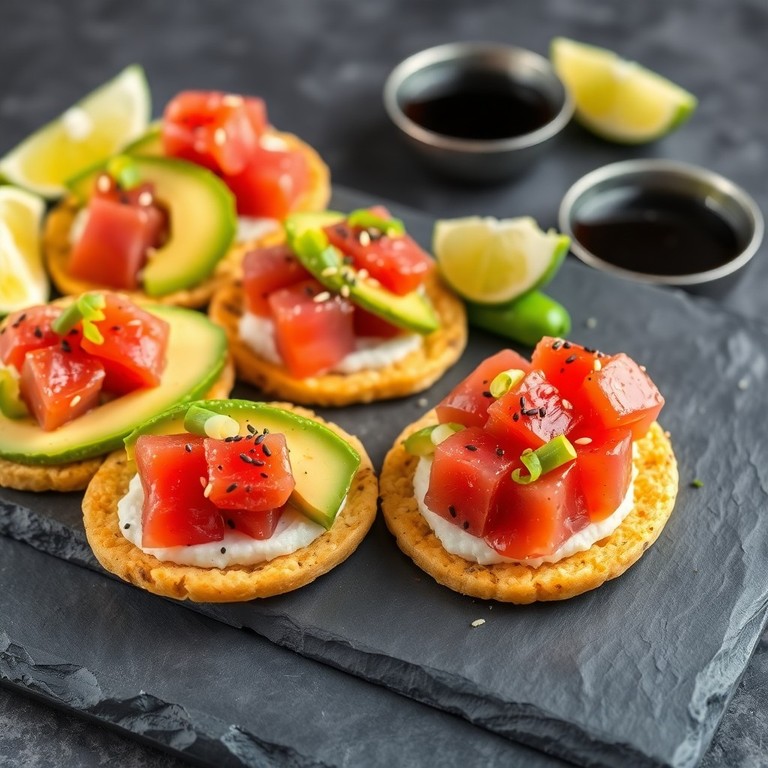 Tostadas de Atún y Aguacate estilo Sushi