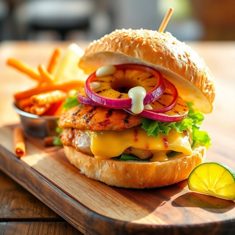 Gegrilltes Hähnchen-Hawaii-Sandwich mit Kokosnuss