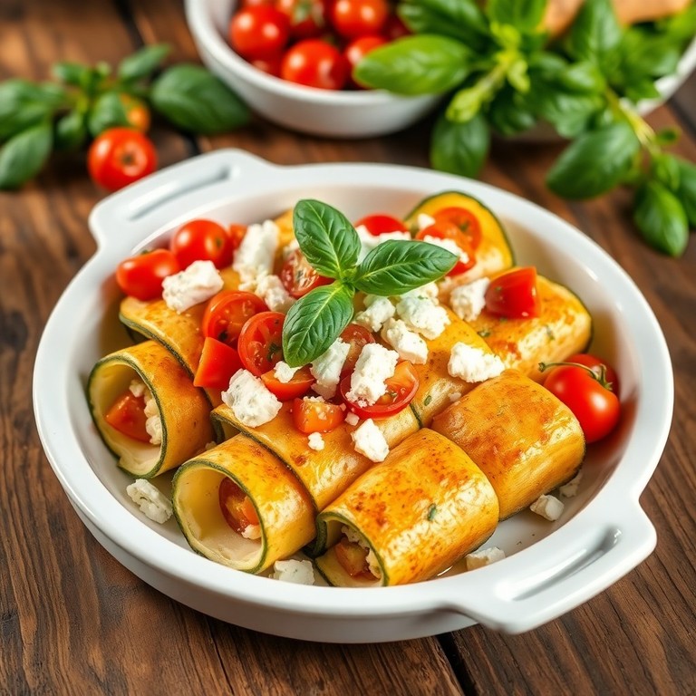 Zucchini-Röllchen mit mediterraner Füllung