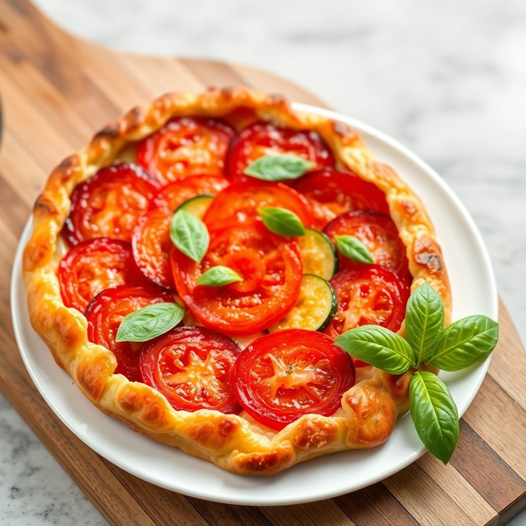 Tarte ensoleillée à la tomate et à la courgette