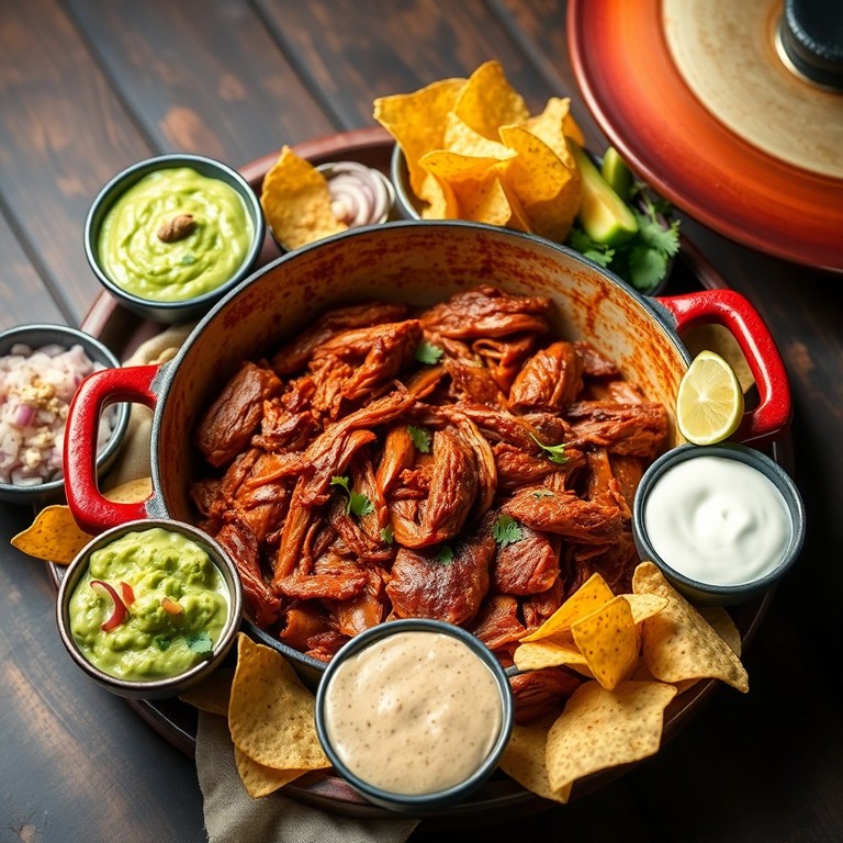 Dutch Oven BBQ Supermalse Schouderham Shred Dip met Guacamole en Frisse Witte Saus