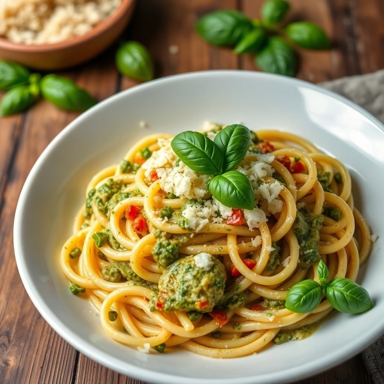 Pâtes Crémeuses au Pesto et Paprika sans Crème Fraîche