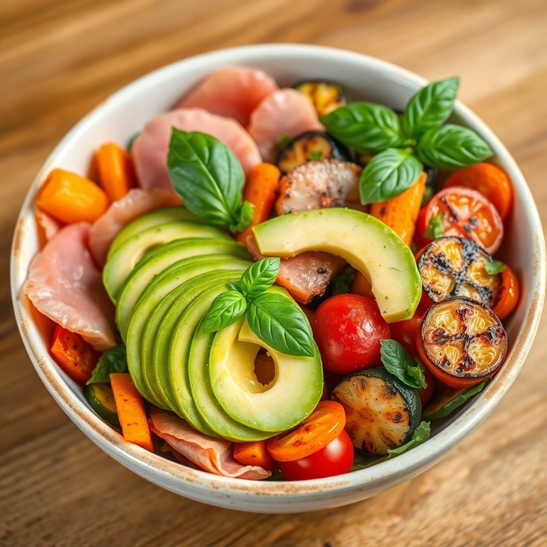 Salade de Jambon, Avocat et Légumes Grillés