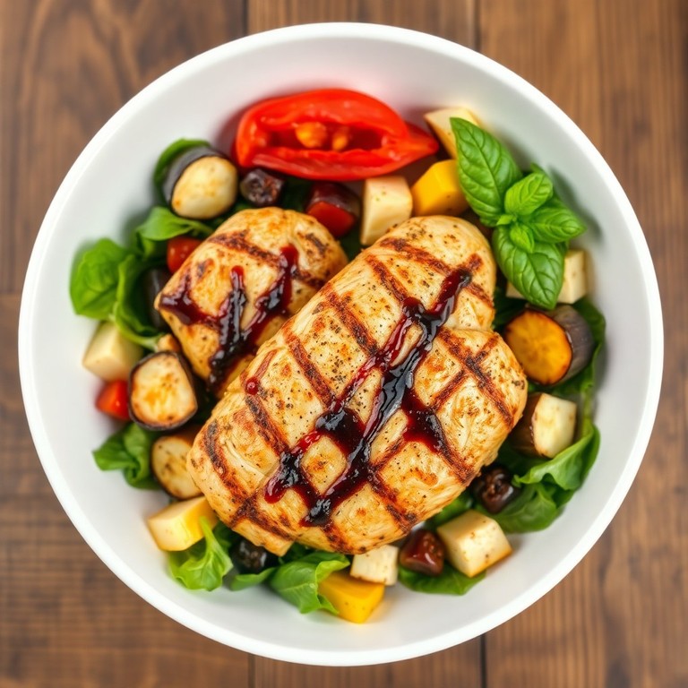 Ensalada Templada de Pollo y Verduras Asadas