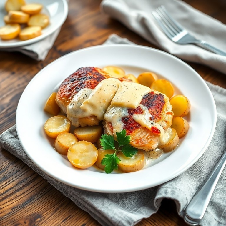 Курица по-французски с молодым картофелем
