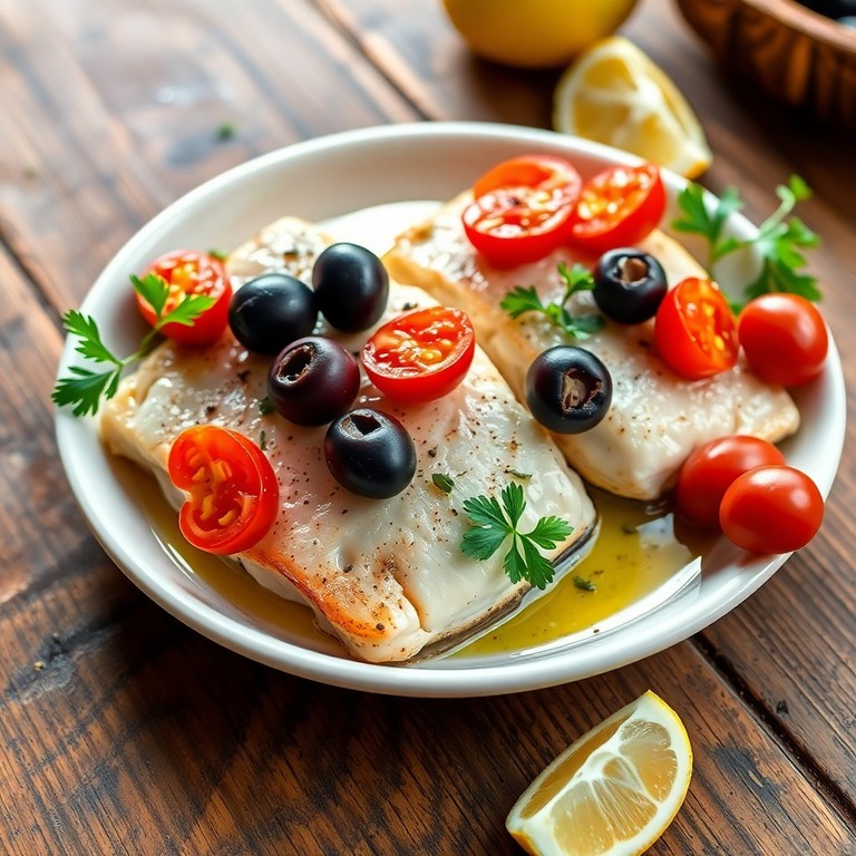 Backofen-Fischfilets mit Tomaten und Oliven