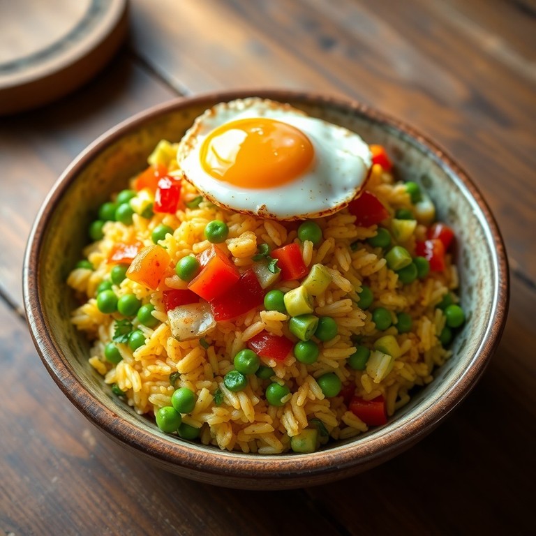 Orientalischer Gemüse-Reis mit Ei und Erbsen