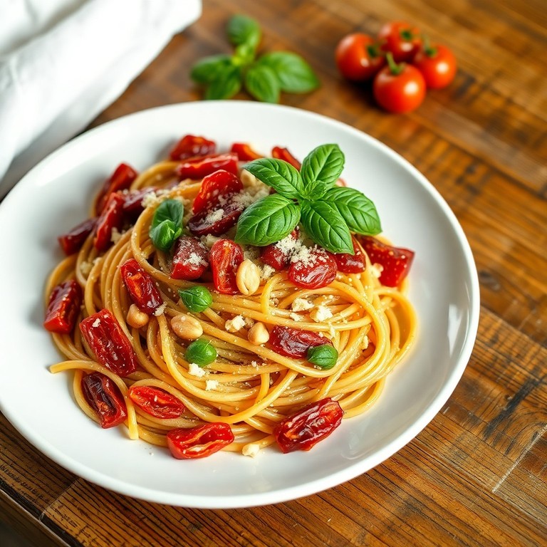 Spaghetti Quinoa aux Tomates Confites et Basilic
