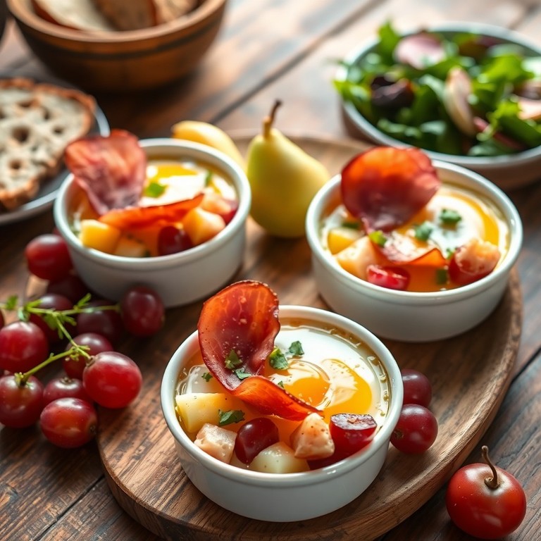 Œufs cocotte aux fruits et jambon serrano