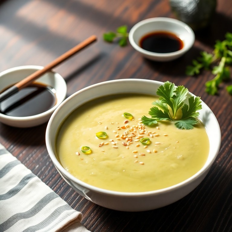 Asiatische Avocado-Suppe mit Ingwer und Sesam