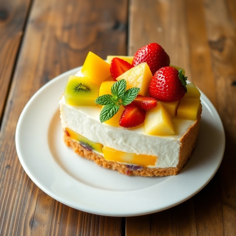 Cheesecake Sin Horno con Frutas Tropicales