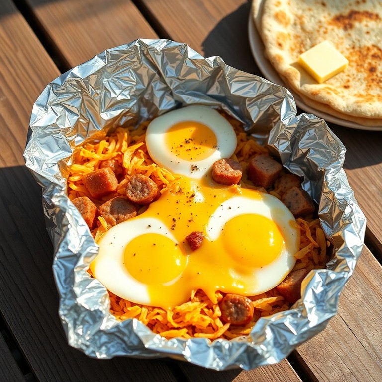 Foil Pack Egg and Sausage Hash