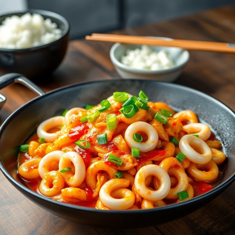 Würziges Tintenfisch-Rührei-Pfannengericht