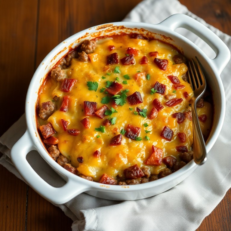 Gratin de steak haché et bacon