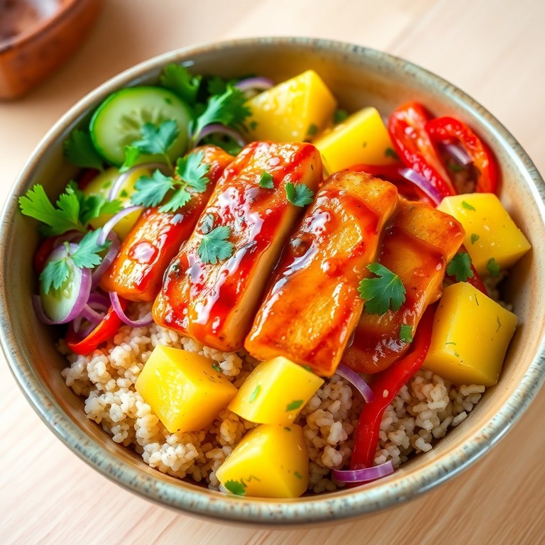 Bowl de Pollo y Arroz Integral al Estilo Hawaiian