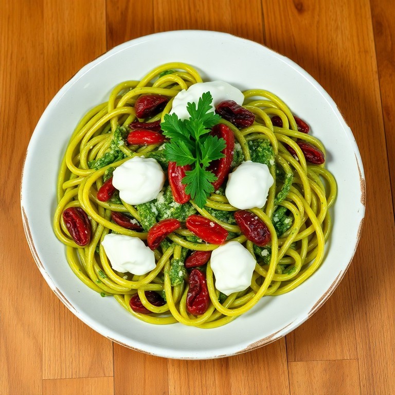 Sedanini al Pesto di Pomodori e Rucola con Ricotta