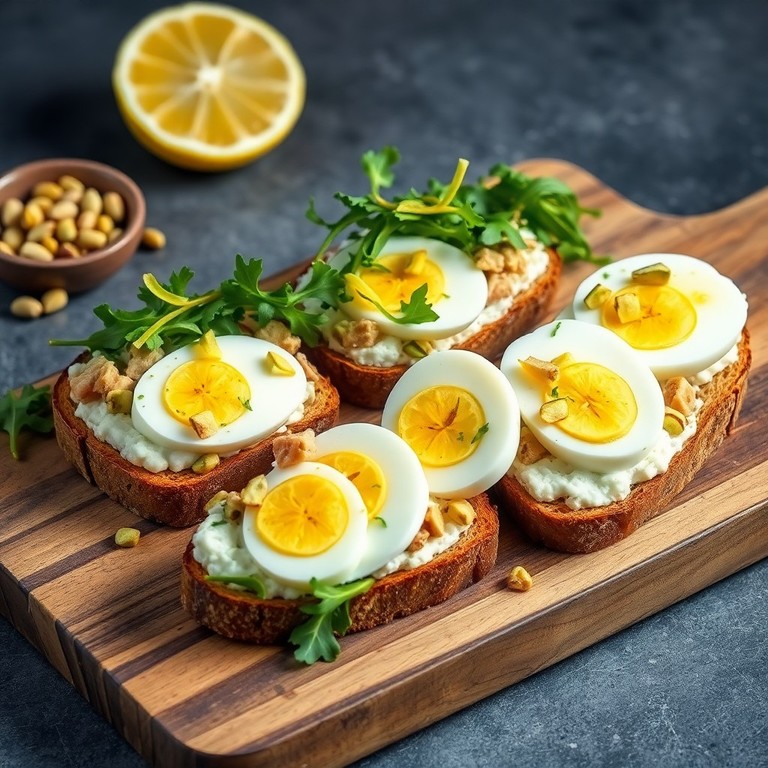 Tartine de ricotta, thon et pistaches, fraîcheur citronnée