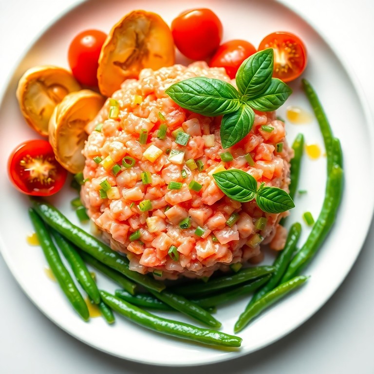 Tartare de saumon aux cébettes et artichauts confits