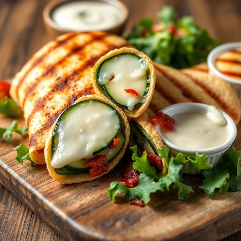 Wrap de courgette à la raclette et aux lardons