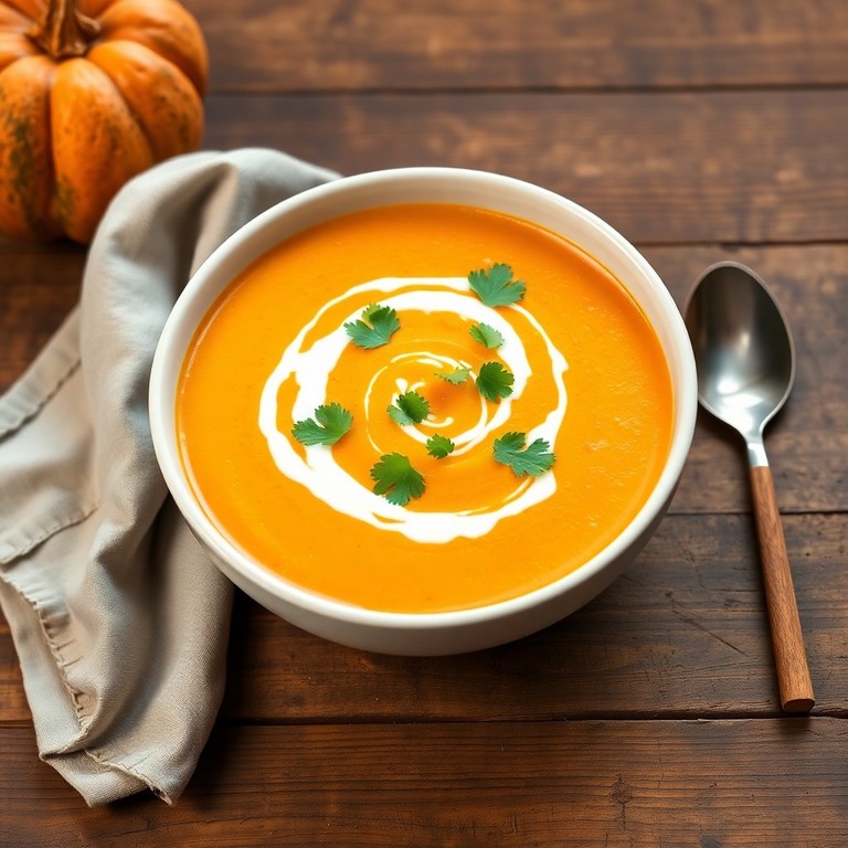Sopa cremosa de zapallo y coco