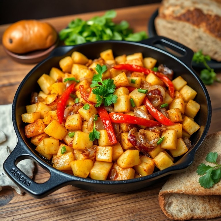 Crispy Potato and Onion Hash with Bell Pepper