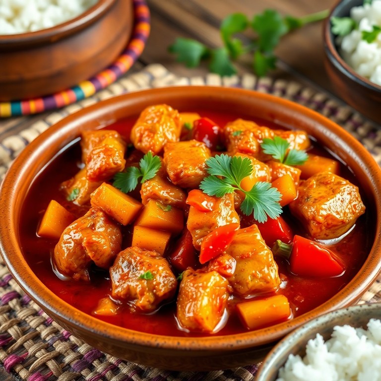 Poulet épicé aux poivrons et tomates à la créole