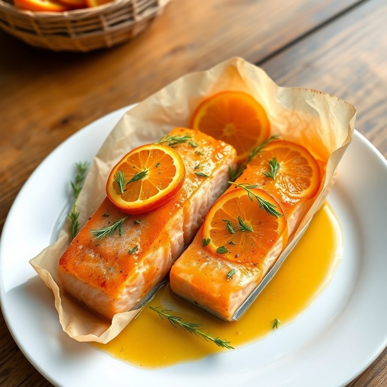 Salmon en Papillote with Orange and Herbs