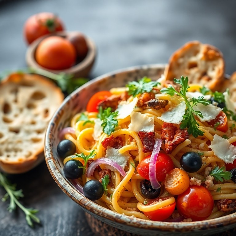 Salade Méditerranéenne de Pâtes aux Gésiers, Tomates Séchées et Olives