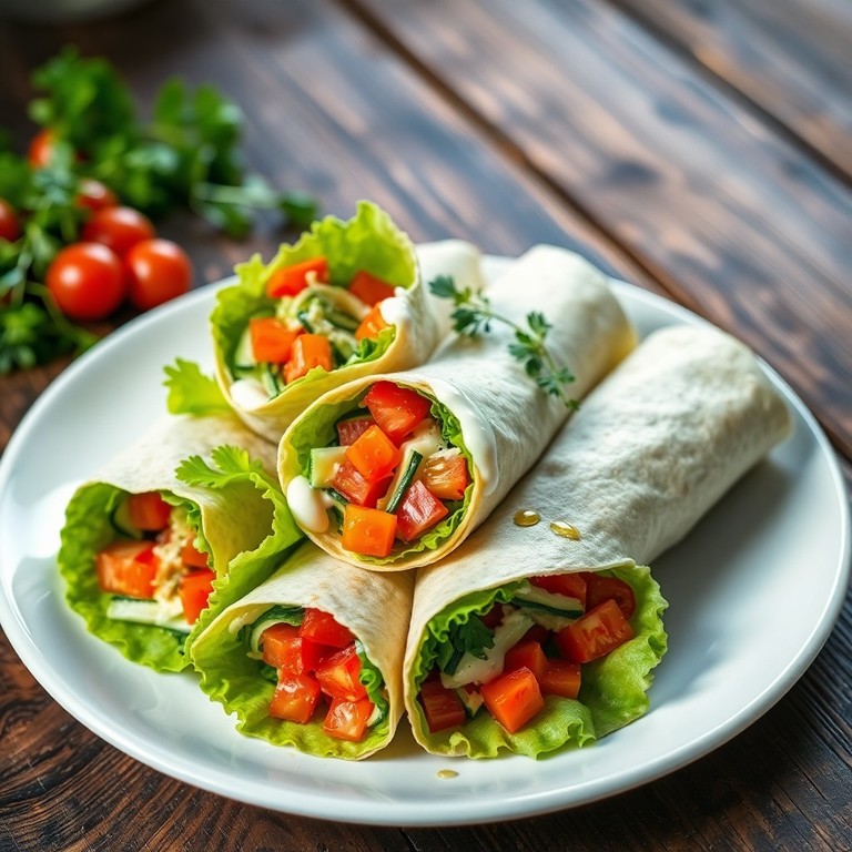 Wraps végétariens au yaourt et salade croquante
