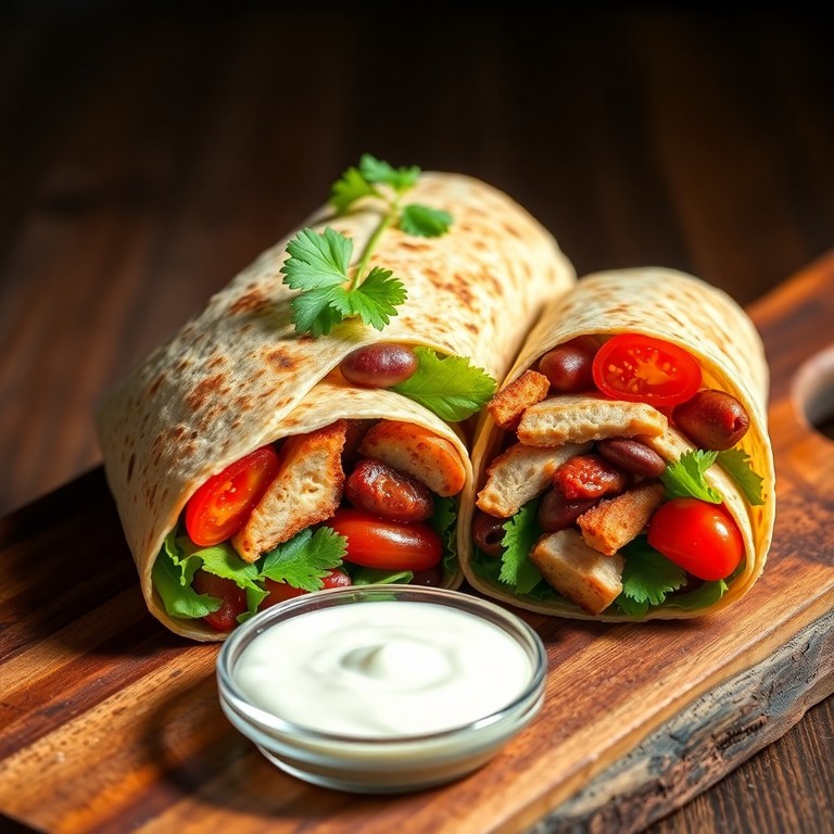 Puten-Chili-Wrap mit Tomaten und Bohnen
