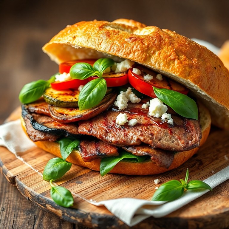 Sándwich Mediterráneo con Carne y Verduras