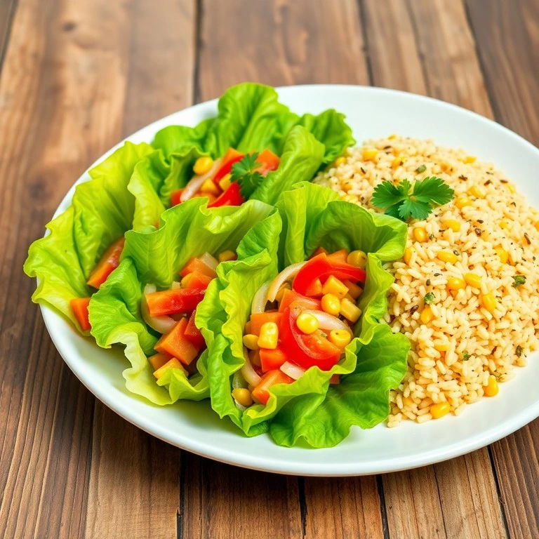 Fresh Vegetarian Lettuce Wraps with Seasoned Basmati Rice - Mr. Cook
