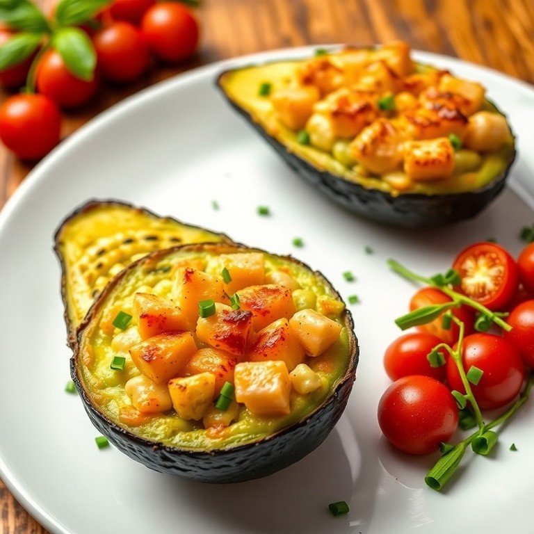 Gratin d'avocat et saumon au four avec salade de tomates