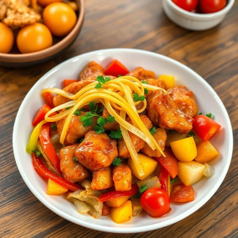 Sassami de Frango ao Molho Agridoce com Legumes Salteados - Mr. Cook