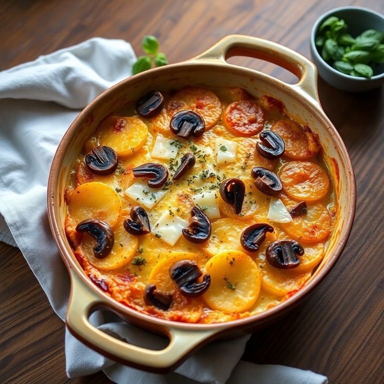 Картофельный гратен с грибами и сыром