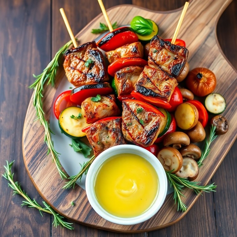 Brochettes de Veau et Légumes Grillés