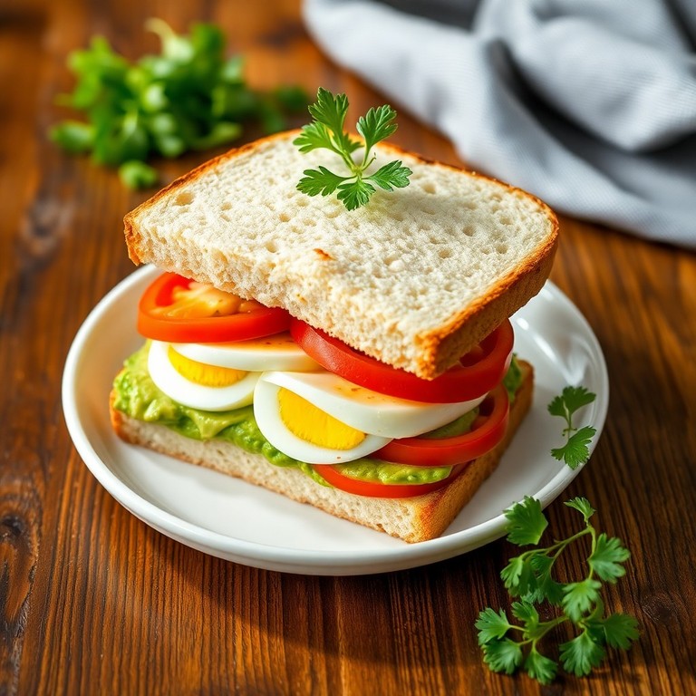 Sandwich Clásico de Huevo, Palta y Tomate