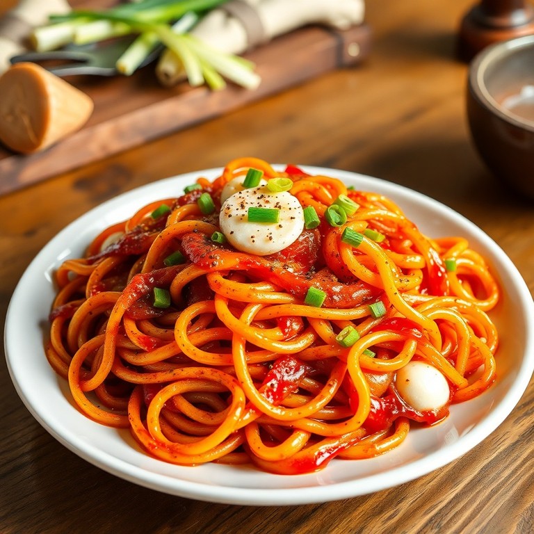 Spaghetti Tteokbokki Fusion Stir-Fry