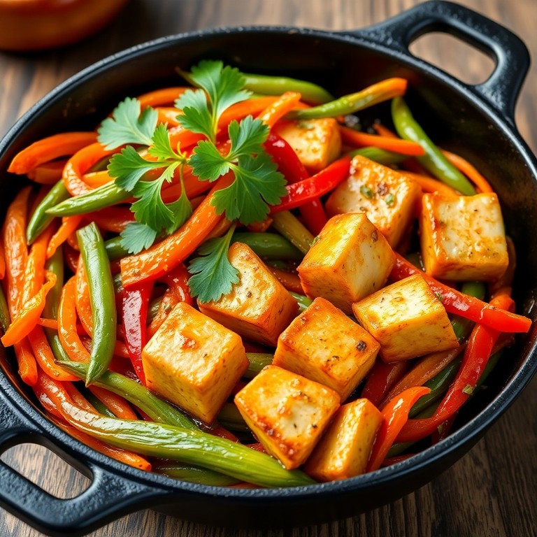 Poêlée de légumes de saison et tofu mariné