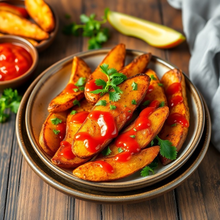 Buffalo Glazed Crispy Air Fryer Potato Wedges