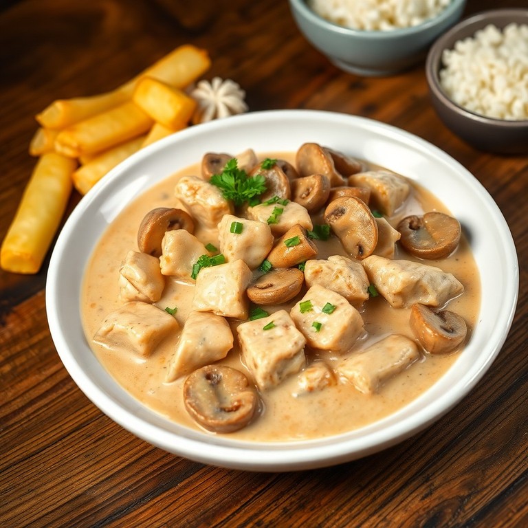 Strogonoff de Frango com Cogumelos