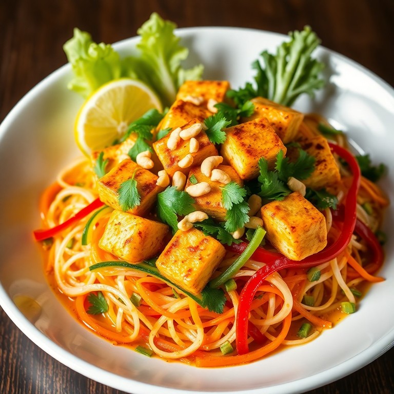 Loclak végétarien en vinaigrette épicée avec tofu grillé et fenouil croquant