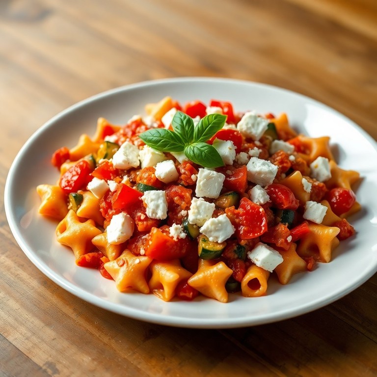 Mini Farfalle med Tomatsås och Fetaost
